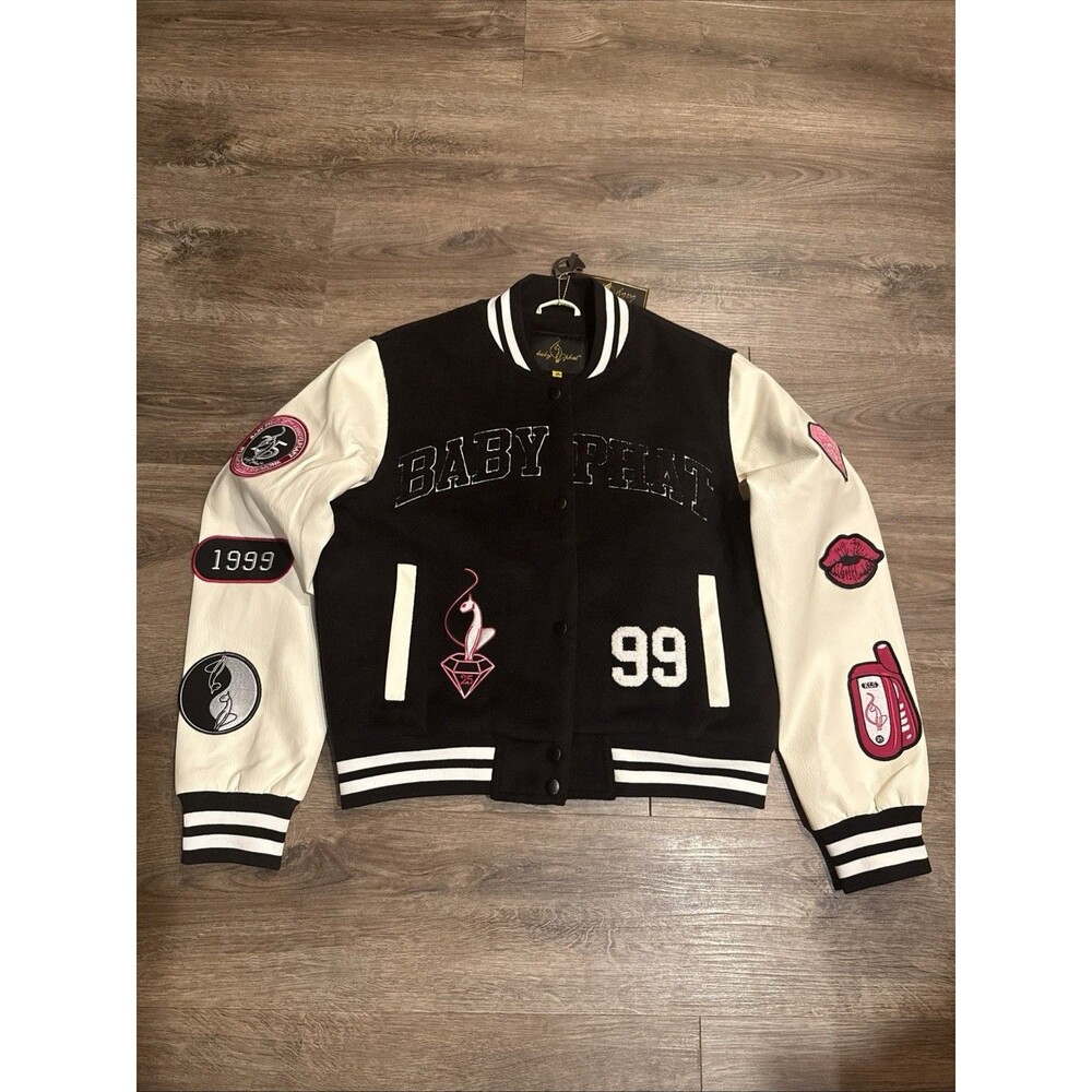 Baby Phat 25th Anniversary Varsity Jacket Varsity Jacket in Black & White Size S